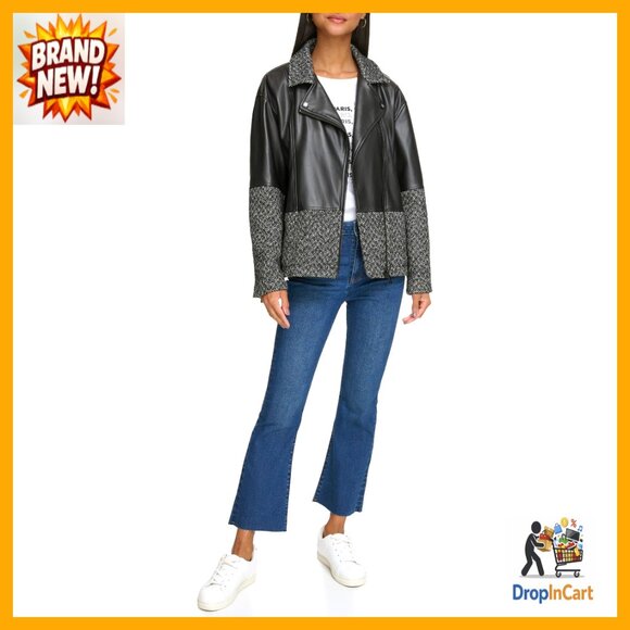 Jackets & Blazers - Mix Tweed Bomber Jacket Long Sleeve Aviator Silhouette Classic Chic Fall